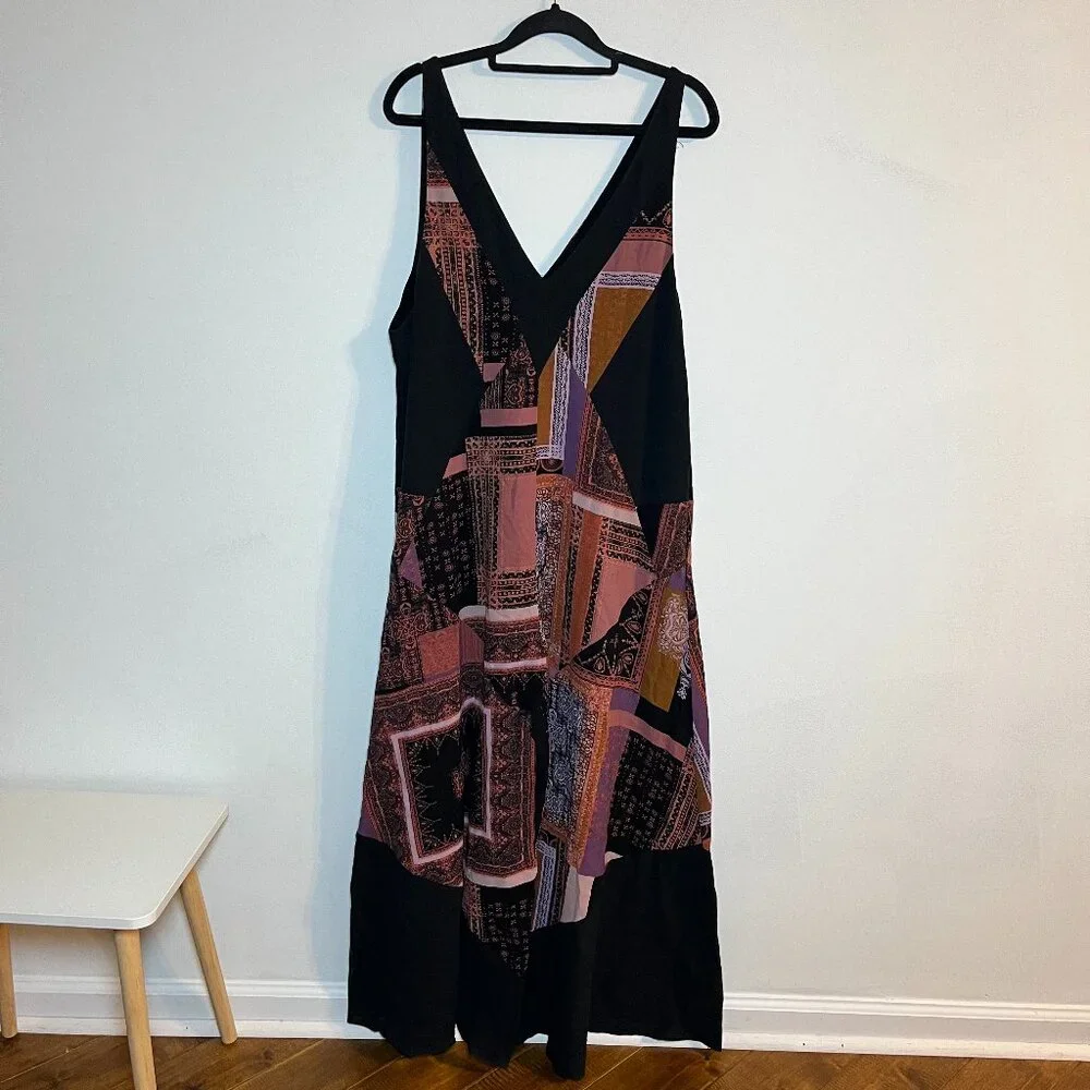 Free People All Patched Up Jumpsuit Pink Purple X-Small Patchwork‎ Boho Wide Leg
